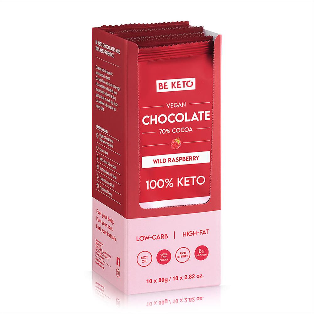 Vegan Keto Chocolate + MCT Wild Raspberry 80g