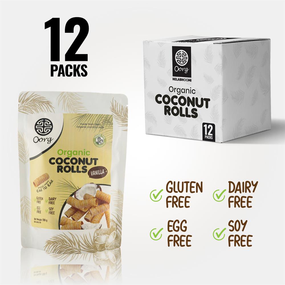Organic Coconut Rolls Vanilla (Pack of 12)