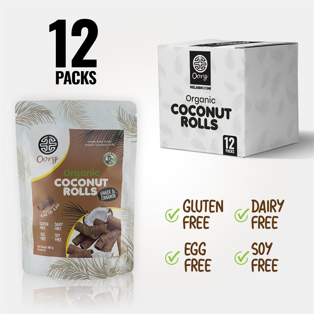 Coconut Rolls Ginger Cinnamon (Pack of 12)