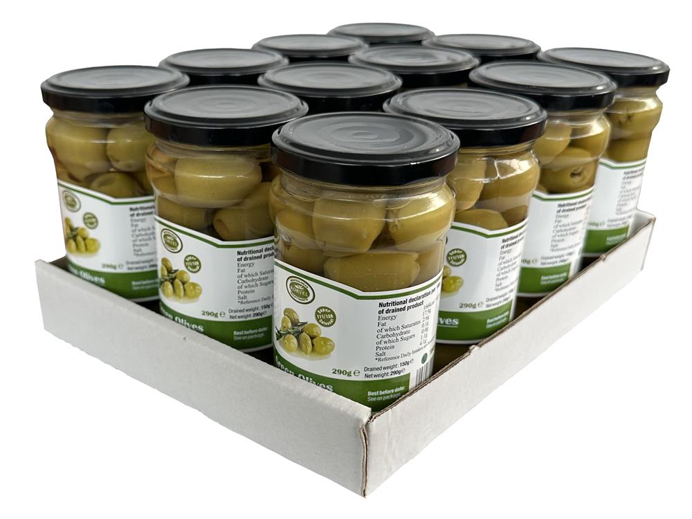 Natural Green Olives Pitted Halkidiki Super Colossal 290g