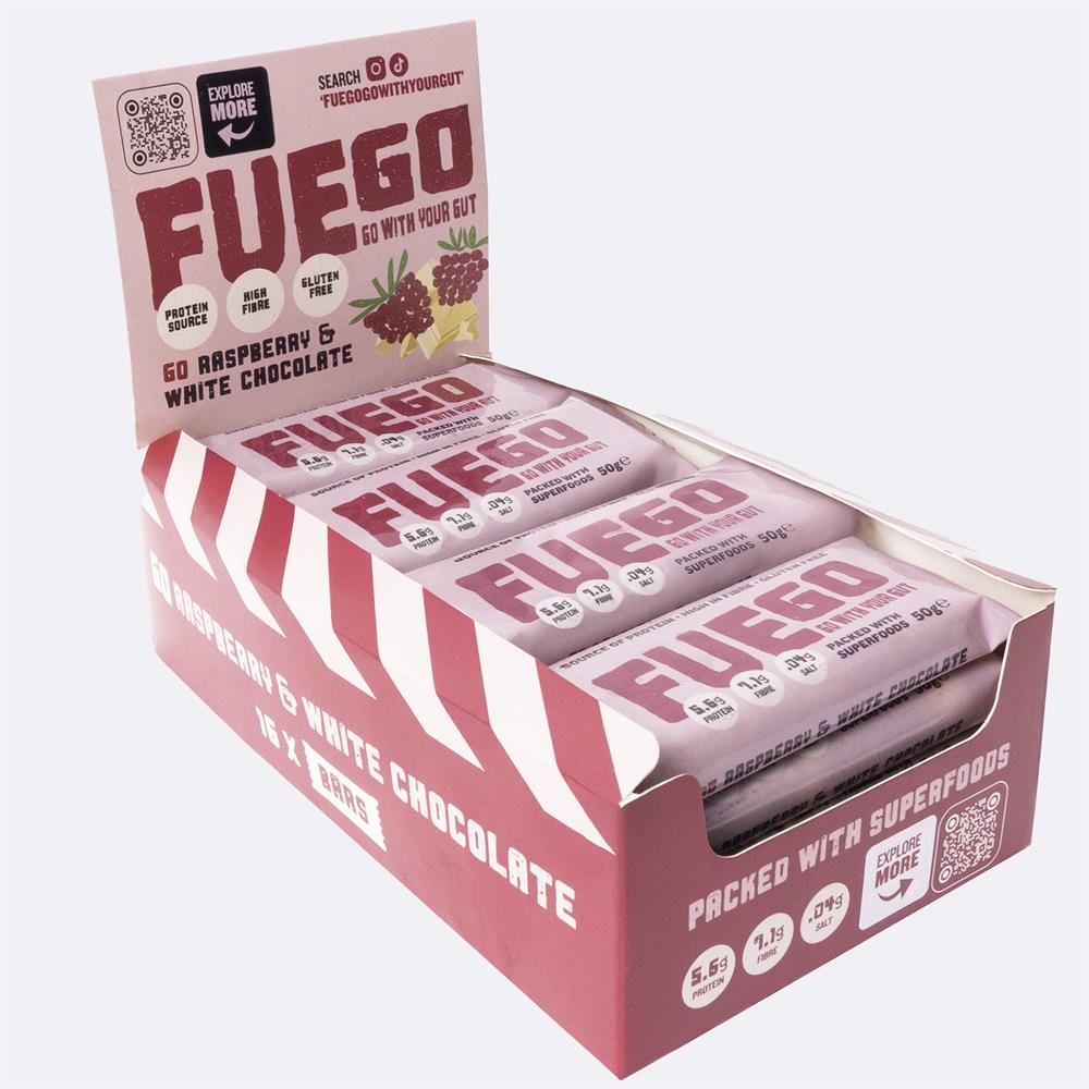 Raspberry & White Choc Gut Health Fibre Bar 50g