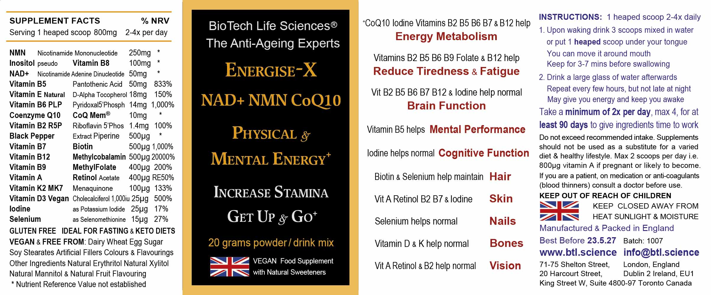 Energise X NMN NAD+ CoQ10