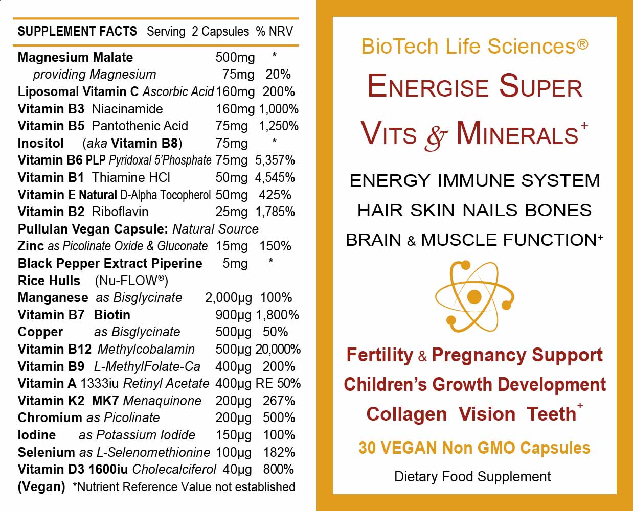 Energise Super Vitamins & Minerals - worlds strongest