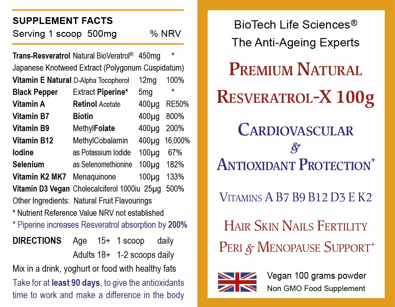 Resveratrol + vitamins 100g powder