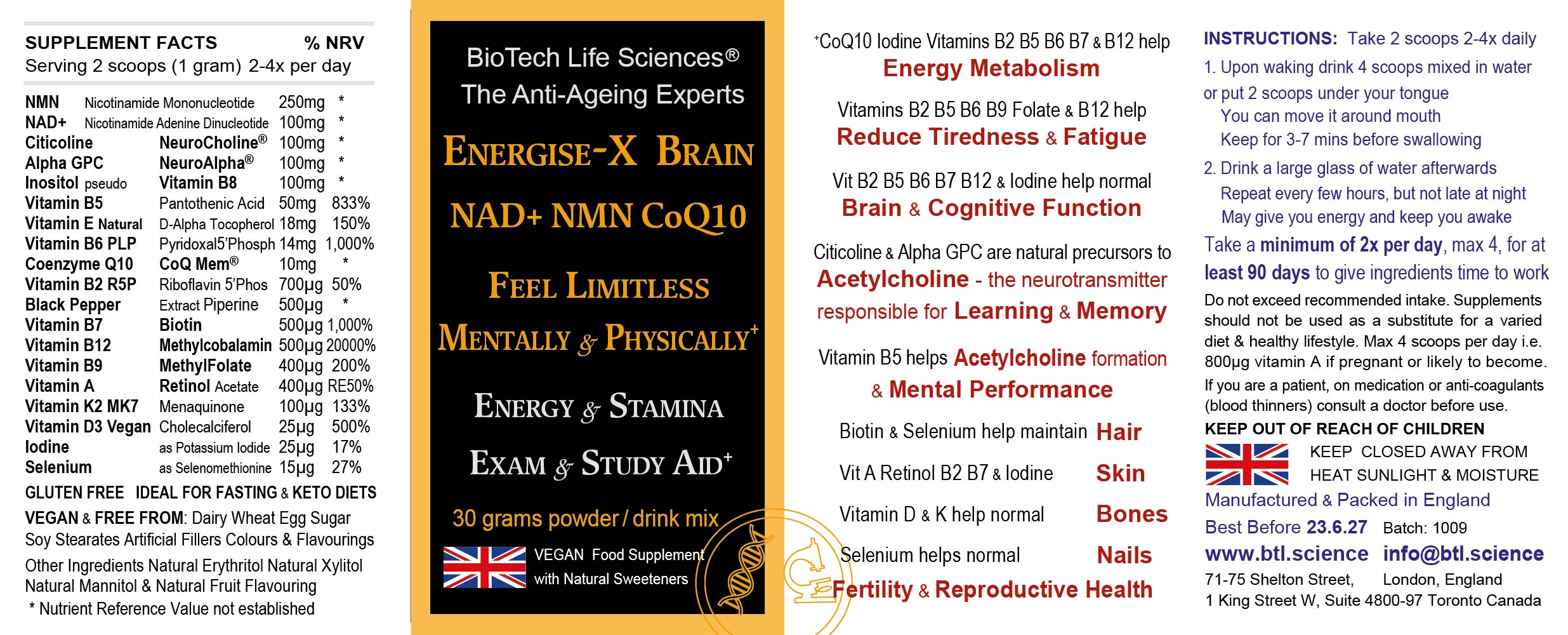 NMN NAD+ CoQ10 Brain powder