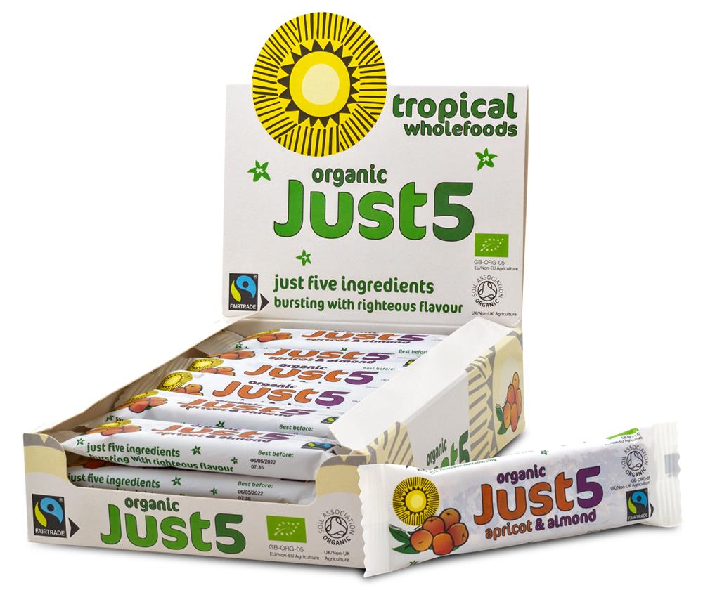 Just5 Apricot & Almond Bar (Pack of 18)
