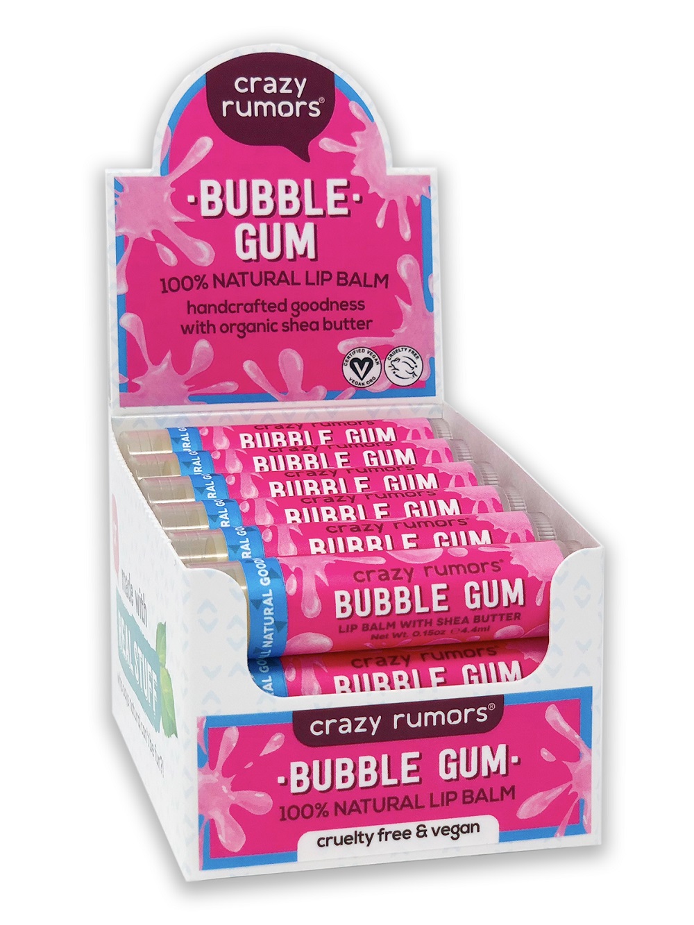 Bubble Gum flavoured Vegan Lip Balm - 100% natural 4g