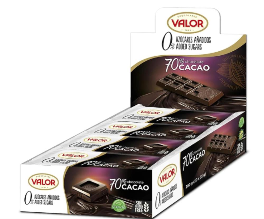 70% Dark Chocolate Sugar Free CDU 20 x 35g bars